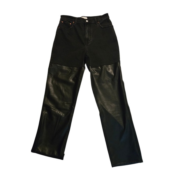 Abercrombie & Fitch Denim - Abercrombie & Fitch 29/8 Black Jeans 90s Straight Ultra High Rise Faux Leather